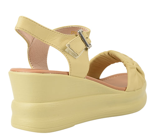 Sandale casual, dama, FORMAZIONE, 2718 galben, piele naturala, platforma